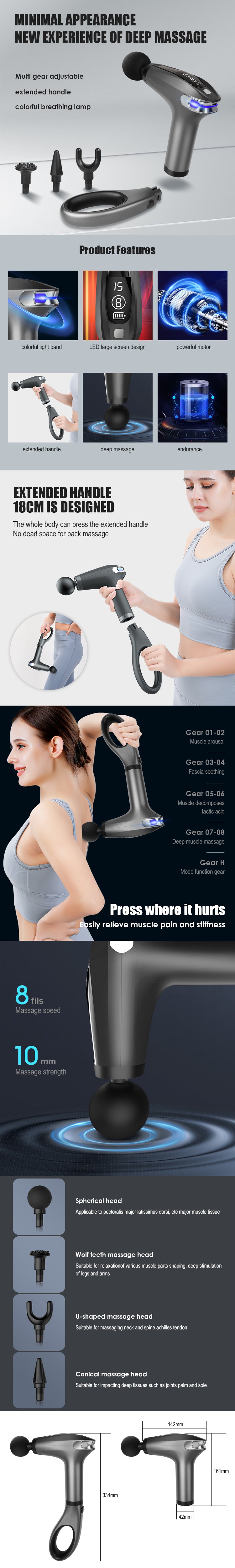 “Pistolet de Massage Musculaire – 4 Têtes Interchangeables